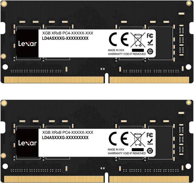 Lexar SODIMM DDR4 RAM 32GB kit 2x16GB, 3200 MHz DRAM, 260-pin DDR4 SODIMM laptopminne, högpresterande SO-DIMM, PC bärbar dator datorminne LD4S16G32C22ST-BGD, 32GB Kit (2x16GB)