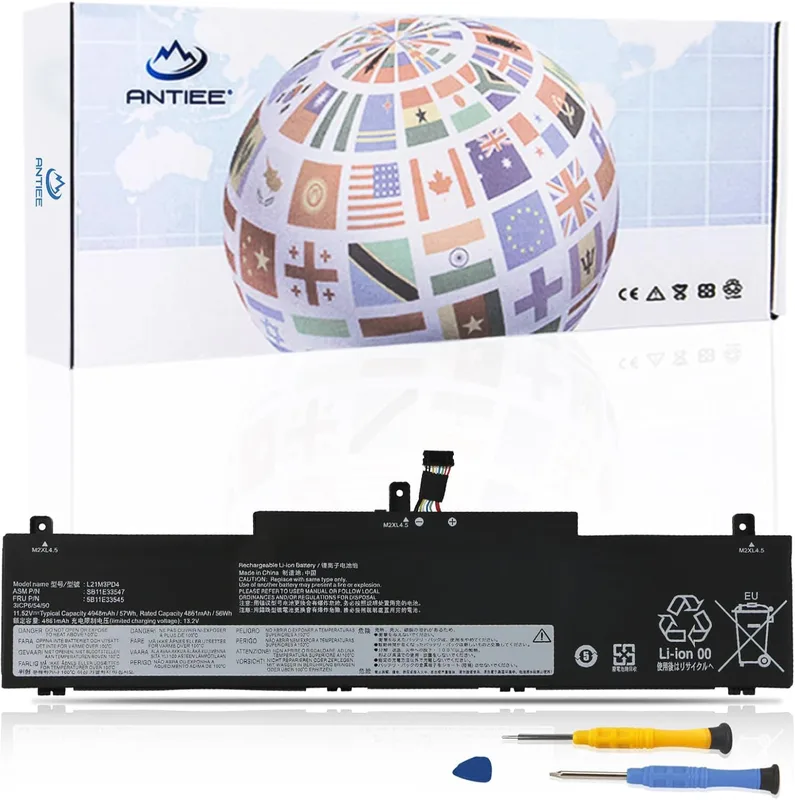 ANTIEE 57Wh L19M3PF6 L19M4PF1 L19L4PF1 L19C4PF1 L19L3PF2 L19D3PF3 L19C3PF4 L19C3PF5 Laptop Batterie Replacement pour Ideapad 5-15IIL05 5-15ARE05 5B10W