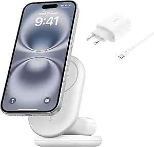 Belkin BoostCharge 2-i-1 magnetisk hopfällbar Qi2-laddare 15 W