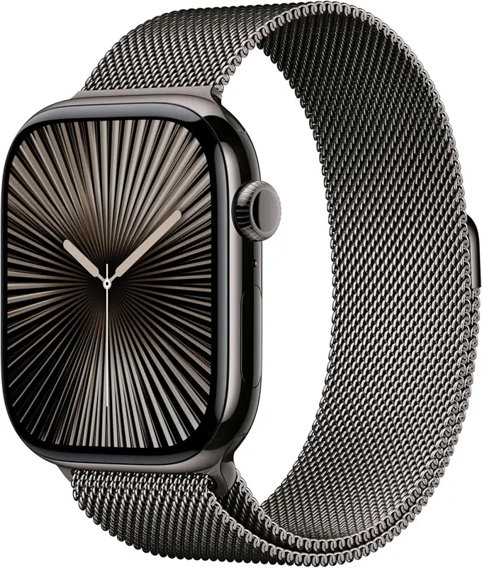 Apple Watch Series 10 GPS + Cellular 46 mm Smart klocka med boett i titan och Milanesisk loop i skiffer