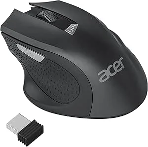 acer Trådlös Mus för Bärbar Dator, 3 Justerbar DPI Datormus med 2,4 GHz med USB-Minimottagare, 6 Knappar, 1600 DPI Ergonomisk Mus, Kompatibel med MacBook Pro/Air, PC, Desktop