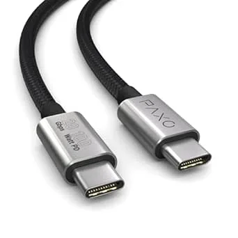 2m USB C-kabel till USB C, 20 Gbps dataöverföring, 100W 20V/5A PD 3.0 snabbladdningskabel, USB 3.2 Gen2 x 2, DP Alt-Mode 4k @ 60 Hz video, bildskärm, svart