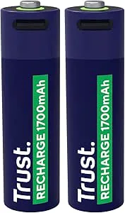 Trust USB-C uppladdningsbart batteri AA 2-pack