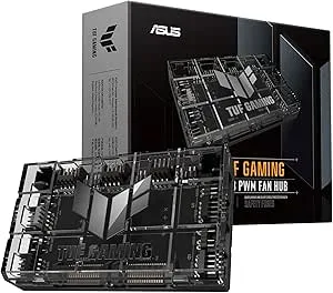 ASUS TUF Gaming ARGB PWM-fläktnav (6 x portar för PWM-husfläkt och ARGB-kontroll, 2 x SATA-strömkontakter, synkroniserar kylning och ljuseffekter, magnetisk montering, strömvisning)