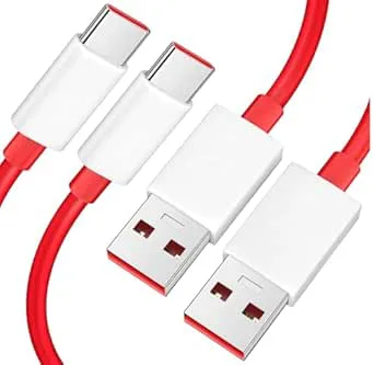 2-pack | Ersättningsladdare 65W och 80 W med USB till USB-C-laddningskabel för OnePlus 12 Open 11 10 8 7T Pro 7 6T 5T | För Warp och SuperVOOC-laddning | 2 meter | Datasynkronisering och snabbladdning