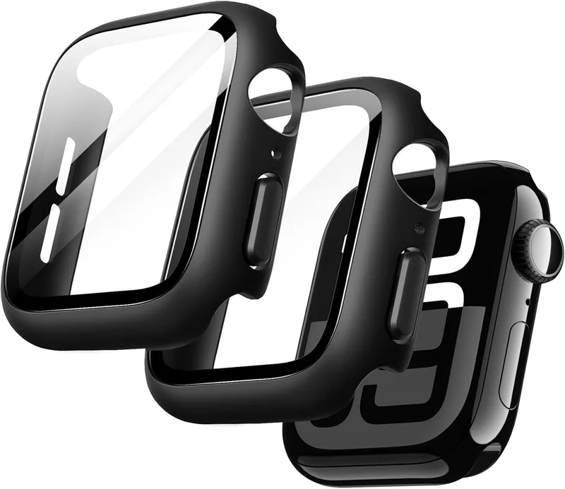 JETech Skal med Skärmskydd för Apple Watch Series 11/10 46mm, Övergripande Skyddande Case, Inbyggt Härdat Glasfilm Hög Känslighet, 2 Pack (Svart)