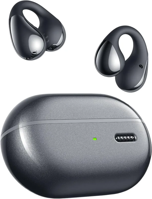SoundPEATS PearlClip Pro trådlösa hörlurar Bluetooth 5.4, open ear clip on hörlurar, 12 mm dubbelmagnetdrivrutin, Filmläge 3D-ljud, dynamisk EQ, IPX5 Sporthörlurar, 24 tim spelningstid, Snabbladdning