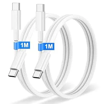 iPhone 16 17 laddningskabel 2 stycken 1 m, 60 W nylon USB C till USB C-kabel, USBC till USBC snabbladdningskabel USB C laddningskabel för Apple iPhone 17 16 Pro Max/Pro/Air/iPad, Samsung S25 S24