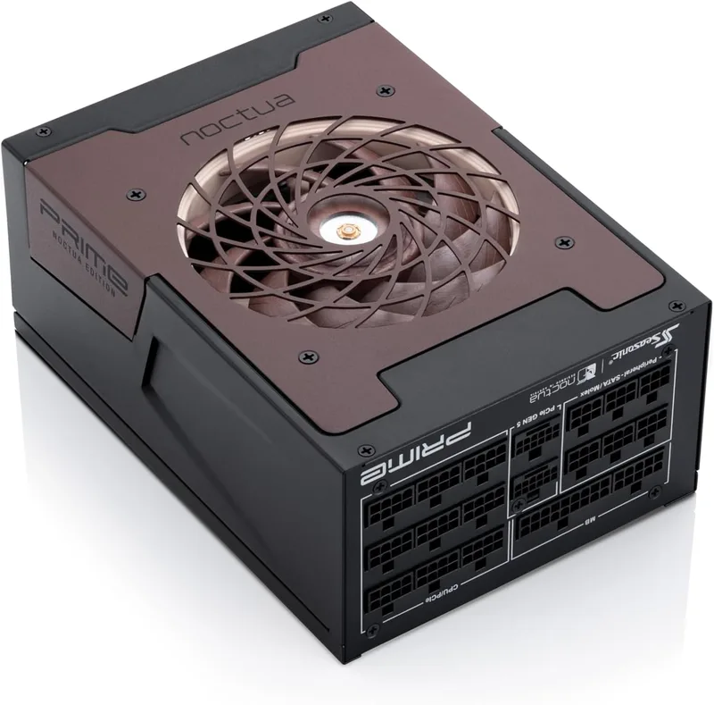 Seasonic Prime TX-1600 Noctua Edition – Ultratyst, Fullt Modulärt 1600 W 80 Plus Titanium-Effektivitet ATX 3.1 PC-Nätaggregat (Svart/Brunt) med DE/EU-strömkabel