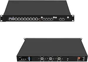 SJRC 19 tum brandvägg hårdvara C246 Core i9 9900, 8 portar i226V 2,5GbE LAN 1U router PC med 6 x SFP+ 10 GbE, 19 tum rackmonterad nätverkssäkerhetsapparat med VGA, barebone ingen RAM/SSD