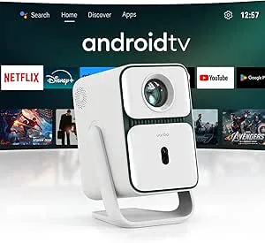 Wanbo T2 Ultra Smart miniprojektor med Android TV, WiFi & Bluetooth, 500 ANSI lumen, Full HD 1080P, autofokus, 120° justerbar fot, bärbar hemmabioprojektor