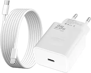 25W USB C Snabbladdare och 1,5M USB Lightning-kabel (Apple MFi-Certifierad) för iPhone 14/14 Plus/14 Pro/14 Pro Max/13 12 11 SE/iPad, USBC Snabbladdningskabel Strömadapter Strömadapter