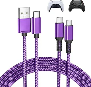Basesailor laddkabel för PS5/PS5 Pro kontroll, Xbox Series X|S, USB A till USB C laddkabel 2 pack 1M