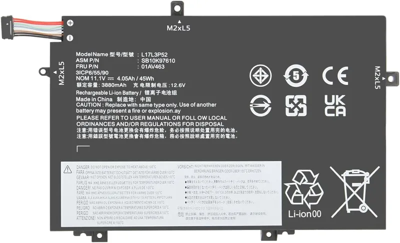 L17L3P52 L17C3P52 batteri för Lenovo ThinkPad L480 L490 L580 L590 L14 L15 2020 2021 G1 G2 Gen 1 2 01AV463 01AV464 01AV464 01AV44 01AV44 01AV44 65 01AV466 L17M3P53 L17M3P54 11,1 V 45Wh