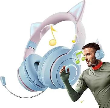 Cat Ear trådlösa hörlurar – mikrofon med RGB-belysning