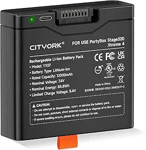 CITYORK 7,4 V 12000mAh ersättningsbatteri 400 för JBL PartyBox Stage 320/ Xtreme 4 Bluetooth-högtalare