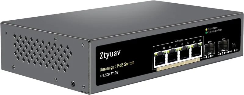 Ohanterad 2,5 G PoE-omkopplare med 6 portar