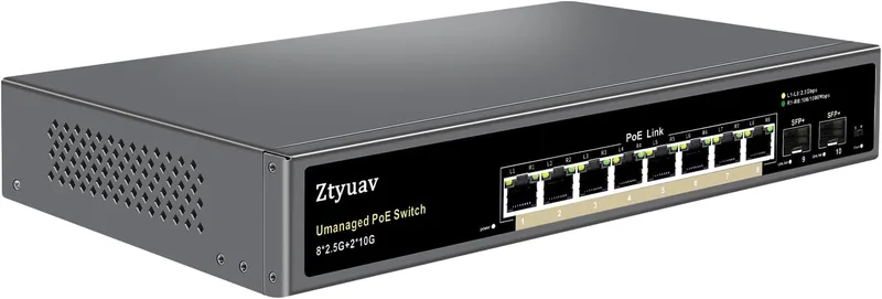 Ohanterad 2,5 G PoE-omkopplare med 8 x 2,5 G PoE+ portar