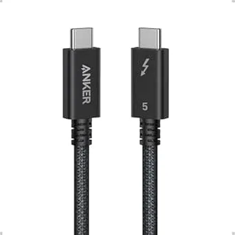 Anker Prime Thunderbolt 5-kabel, 100 cm USB-C till USB-C-kabel, 240 W ström, 80 Gbps dataöverföring, upp till 120 Gbps bandbredd, 8K/4K-skärm, för iPhone 16, MacBook, etc. (Thunderbolt 5-certifierad)