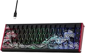 MechLands ALUX68 HE snabbt speltangentbord i aluminium med magnetisk strömbrytare, trådbundet halleffekt-tangentbord med 8K pollningsfrekvens, 0,125 m latens, RGB-bakgrundsbelysning (svart sidotryckt