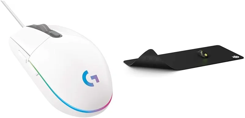 Logitech G 203 Lightsync Gaming Mouse & SteelSeries QcK XXL