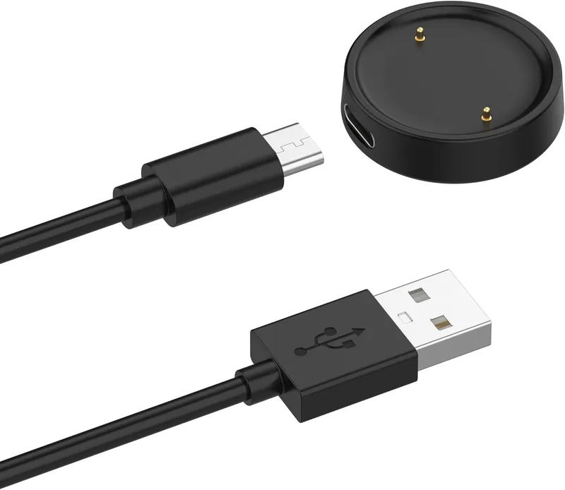Ermorgen USB C-laddare, kompatibel med Amazfit Active 2/Amazfit Bip 6 USB-kabel 100 cm ersättningskabel för laddningsstation laddningskabel för Amazfit Active2- svart