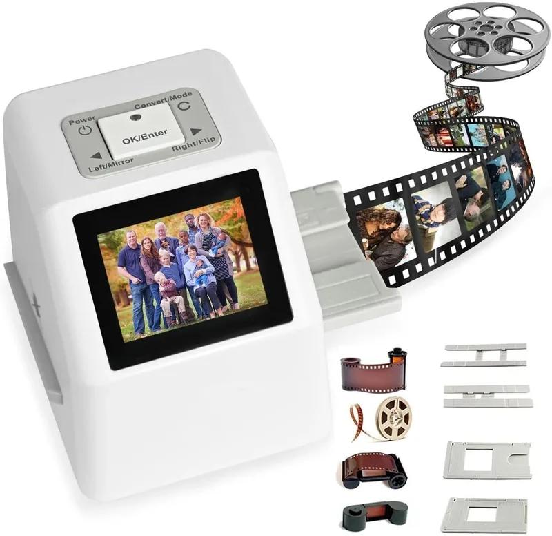 Högupplöst film diabildskanner 22mp, USB/SD digital filmomvandlare, 2,4" LCD-skärm, konverterar film, diabilder, negativ till JPEG