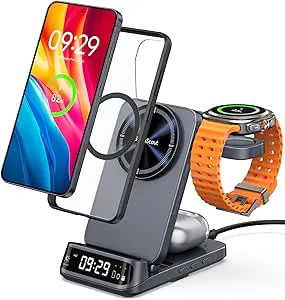 SwanScout Magnetisk Trådlös Laddare för Samsung, 3 i 1 Laddningsstation för Galaxy S26 Ultra/S25/S24/Z Flip 7, Laddningsdocka för Galaxy Watch 8 Classic/8/Ultra/7/6, för Galaxy Buds 4, SwanScout 708SM