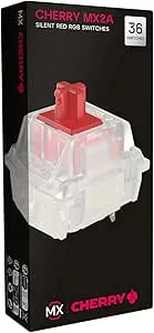 CHERRY MX2A RGB SILENT RED Switch Kit, 36 Mekaniska Brytare, för DIY, Hot Swap eller Gaming-Tangentbord, Linjär Brytare utan Klick, Smidig & Tyst