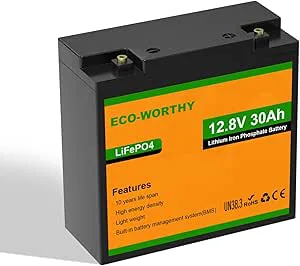 ECO-WORTHY LiFePO4 batteri, 12 V, 50 Ah