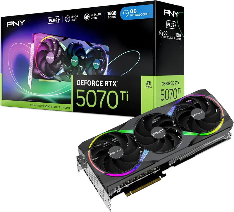 PNY GeForce RTX 5070 Ti 16GB ARGB OC Triple Fan Plus