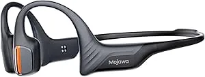 mojawa Purra Run Bone Conduction sporthörlurar, Bluetooth-hörlurar med öppen öra, IP67 vattentäta, djup bas, röstkontroll, säker passform för löpning, cykling och träning (svart)