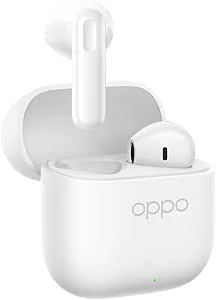 OPPO Enco Buds3 äkta trådlösa hörlurar, 42 timmars autonomi, 12,4 mm dynamisk drivrutin, BT 5.4, Touch-kontroller, passiv brusreducering, Android och iOS, IP55, [italiensk version], vit