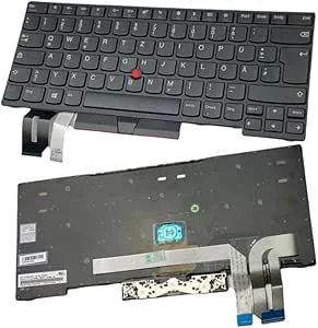 Trade-Shop Laptop Notebook tangentbord tyskt QWERTZ med bakgrundsbelysning kompatibel med Lenovo ThinkPad Edge E490 E485 E495 T480S T490 T495 P43s