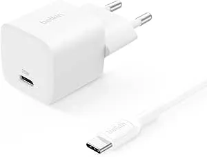 25W USB PD Wall Chrg w PPS WHT w/1m C-C
