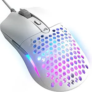 Glorious Model O Eternal – ultralekka mysz RGB – przewodowa – lekka (55g) – konfig. oświetlenie RGB – 6 konfig. przycisków – symetryczny design – czujnik opt. 12K DPI – PC/Mac – biała