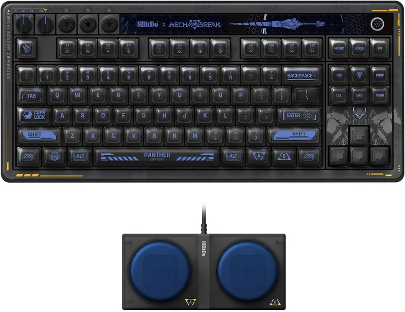 8BitDo Retro 87 Mechanical Keyboard with Hot-Swappable Kailh Switches, RGB Backlight, Programmable Buttons, Wireless 2.4G/Bluetooth/USB-C for Windows