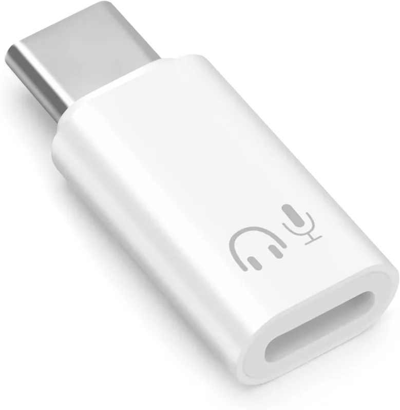BORLTER CLAMP Lightning till USB-C adapter för hörlurar stöd linje Control, Lightning till USB-C Audio Adapter kompatibel med iPhone 16/15-serien, iPad och andra typ-C-ljudkontakter, vit