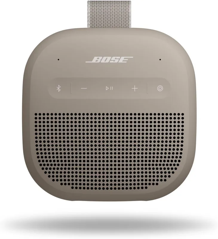 Bose SoundLink Micro bärbar Bluetooth-högtalare (2:a generationens), trådlös utomhushögtalare, upp till 12 timmars batteritid, vattentät och dammbeständig, Sandsten