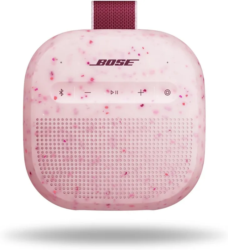 Bose SoundLink Micro bärbar Bluetooth-högtalare (2:a generationens), trådlös utomhushögtalare, upp till 12 timmars batteritid, vattentät och dammbeständig, Rosa blomblad
