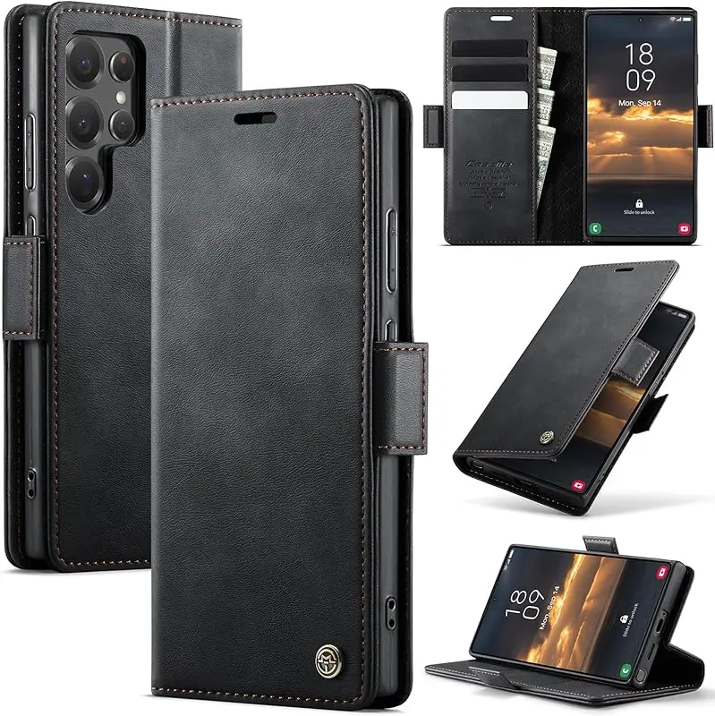 Samsung Galaxy S22 Ultra PU wall,detac,3 card,Blk