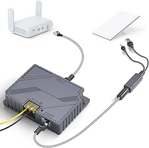 XLTTYWL Starling Mini Poe-injektor, 150 W 2 i 1 GigE Passiv & ESD-skydd Star Link 12 v konverteringssats med Star Link DC&RJ45 adaptersplitter DC 9-36