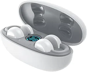 OZSSD Open Ear trådlösa Bluetooth-hörlurar med nattlampa, IP67 vattentäta hörlurar för sport, löpning, träning, gym, vandring, körning, cykling, 18H speltid, vit