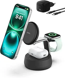 Belkin UltraCharge 3 in 1 vikbar Qi2-laddare, 25W