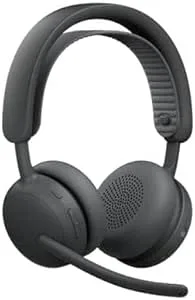 Logitech Zone Wireless 2 ES for Business-hörlurar med trådlös brusreducerande mikrofon med adaptiv hybrid ANC, inbyggd Bluetooth, Microsoft Teams-certifiering, grafit