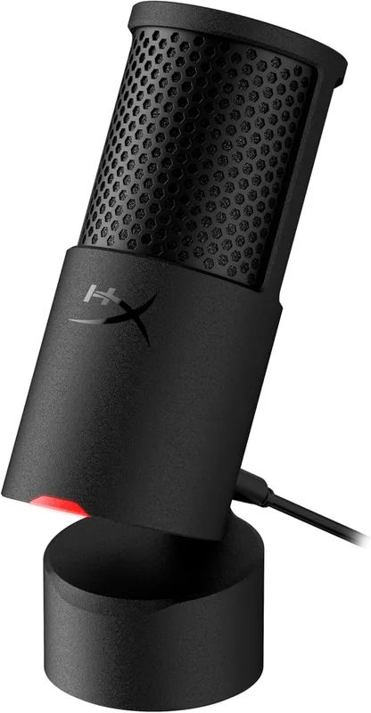 HyperX SoloCast 2, Usb-C-kondensatormikrofon för spel, streaming, podcast, kompatibel med PC, Mac och gängade armar, kontroll med programvara Ngenuity, Plug-and-Play, Klart ljud, svart