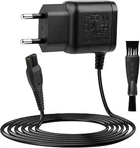 15 V 1 M HQ8505 laddare laddningskabel för Philips rakapparat, kompatibel med Philips 3000 5000 7000 9000 HC5630 MG5750 MG7745 QP6510 QP6651 BG5020 skäggtrimmer strömförsörjning med skäggrengöring