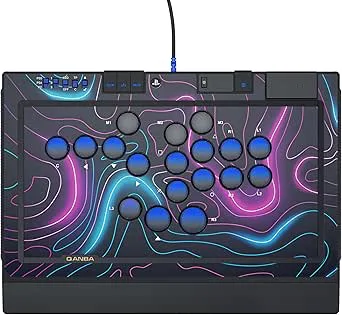 Qanba Sapphire S1 Leverless Arcade Controller Joystick för PlayStation 5 och PlayStation 4 och PC (Fighting Stick) officiellt licensierad Sony-produkt