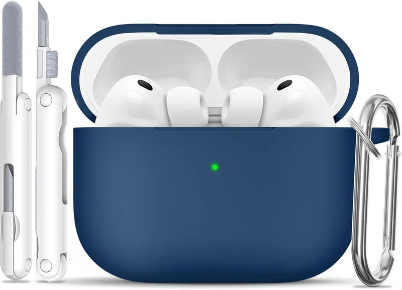 TNSNK fodral för AirPods Pro 3. Generation (2025) med rengöringskit och nyckelring, stötsäkert silikon fodral för Apple Airpods Pro 3rd – support trådlös laddning