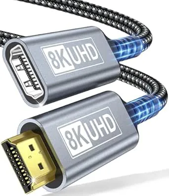 ZEENVIC HDMI förlängningskabel, 1 m, HDMI 2.1 8K@60Hz förlängningskabel 4K@120Hz/144Hz 48Gbps High Speed UHD eARC HDCP 2.3 HDR10+ Dynamisk kompatibel med TV-stick, HDTV, bärbar dator, PS5/PS4